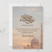 Elegant Pink Mosque Sunset Iftar Dinner Invitation Kaart (Achterkant)