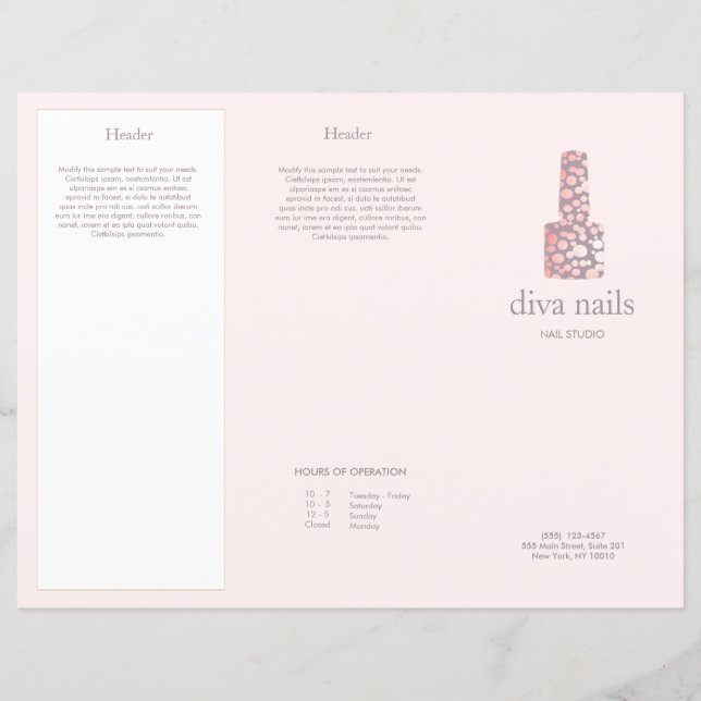 Elegant Pink Nail Salon Spa Brochure (Voorkant)