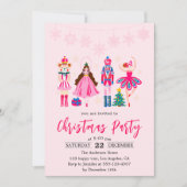  Elegant Pink Nutcracker Ballet Christmas Party   Kaart (Voorkant)