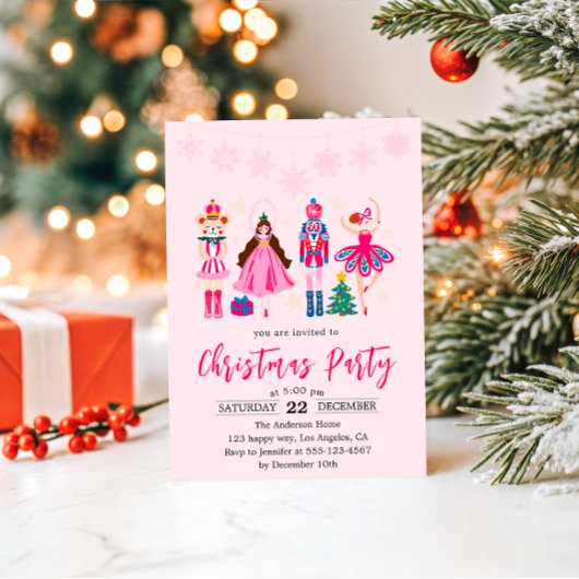  Elegant Pink Nutcracker Ballet Christmas Party   Kaart