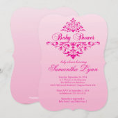 Elegant Pink Ombre Baby shower Uitnodiging (Voorkant / Achterkant)