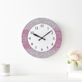 Elegant Pink Ombre Glitter Sparkly Grote Klok (Huis)