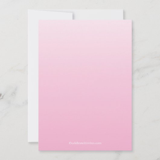 Elegant Pink Ombre Quinceañera Partij Kaart (Achterkant)