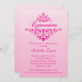 Elegant Pink Ombre Quinceañera Partij Kaart (Voorkant / Achterkant)