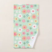 Elegant pink & orang cute floral pattern bad handdoek (Handdoek)