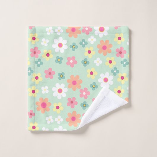 Elegant pink & orang cute floral pattern bad handdoek (Wasdoekje)