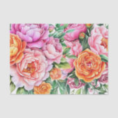 Elegant Pink & Orange Peonies Floral Tissue Paper Tissuepapier (Voorkant)