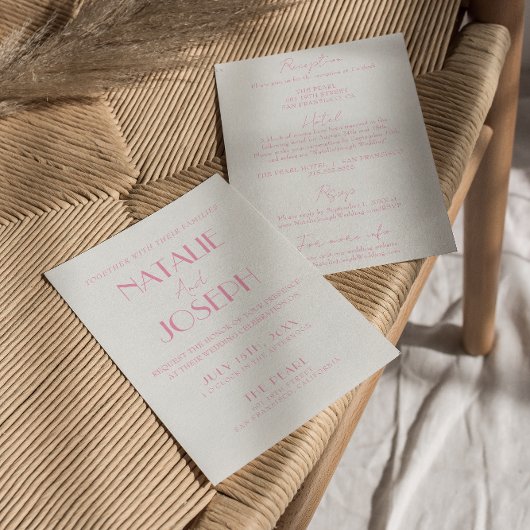 Elegant Pink Orange Stylish All In One Wedding Kaart