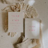 Elegant Pink Orange Stylish Minimalist Wedding Kaart