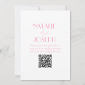 Elegant Pink Orange Stylish QR Code Wedding Kaart (Achterkant)