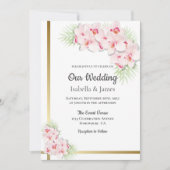 Elegant Pink Orchid Floral Wedding Kaart (Voorkant)