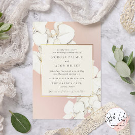 Elegant Pink Orchid Floral Wedding Kaart