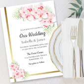 Elegant Pink Orchid Floral Wedding Kaart