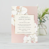Elegant Pink Orchid Floral Wedding Kaart (Staand voorkant)