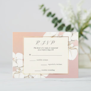 Elegant Pink Orchid Floral Wedding RSVP Kaartje