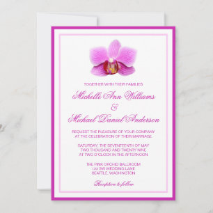Elegant Pink Orchid Wedding Kaart