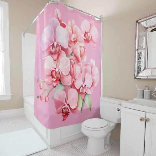 Elegant Pink Orchids Shower Curtain Douchegordijn (In situ)