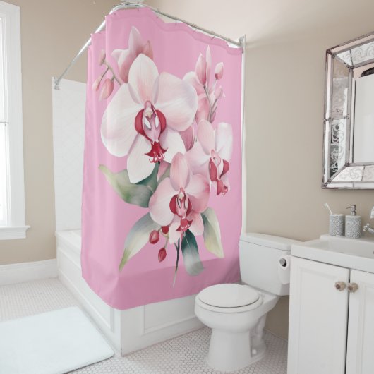 Elegant Pink Orchids Shower Curtain Douchegordijn (In situ)