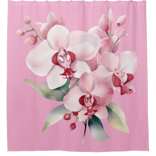Elegant Pink Orchids Shower Curtain Douchegordijn (Voorkant)