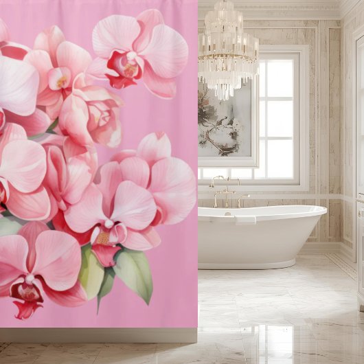 Elegant Pink Orchids Shower Curtain Douchegordijn