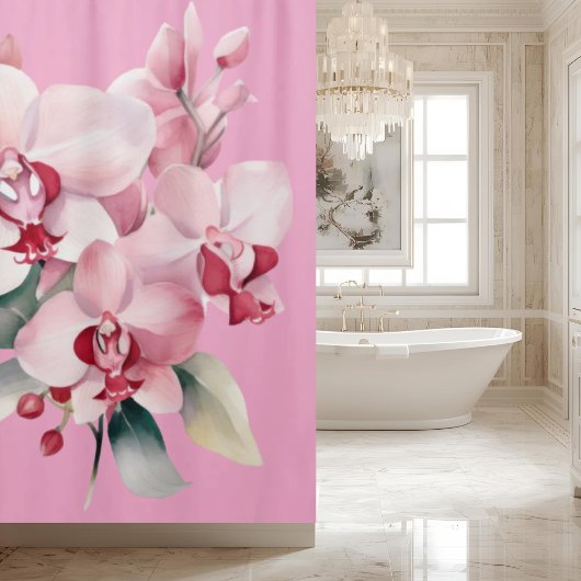 Elegant Pink Orchids Shower Curtain Douchegordijn