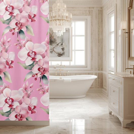 Elegant Pink Orchids Shower Curtain Douchegordijn