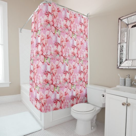 Elegant Pink Orchids Shower Curtain Douchegordijn (In situ)