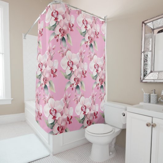 Elegant Pink Orchids Shower Curtain Douchegordijn (In situ)