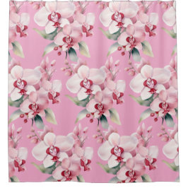 Elegant Pink Orchids Shower Curtain Douchegordijn