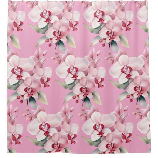 Elegant Pink Orchids Shower Curtain Douchegordijn (Voorkant)