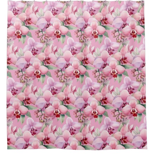 Elegant Pink Orchids Shower Curtain Douchegordijn (Voorkant)