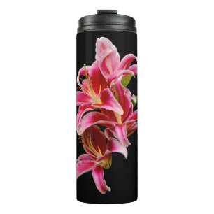 Elegant Pink Oriental Lilies Flowers Thermosbeker