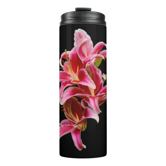 Elegant Pink Oriental Lilies Flowers Thermosbeker (Voorkant)