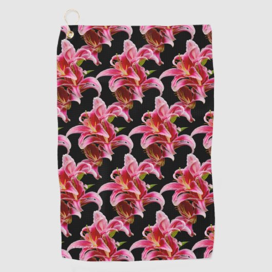 Elegant Pink Oriental Lilies Golfhanddoek (Voorkant)