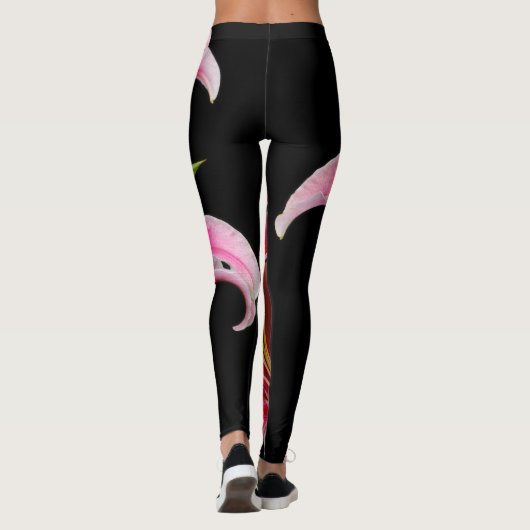 Elegant Pink Oriental Lilies Leggings (Achterkant)