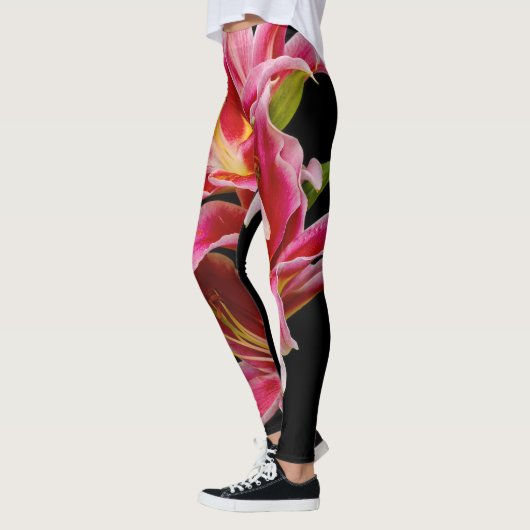 Elegant Pink Oriental Lilies Leggings (Links)