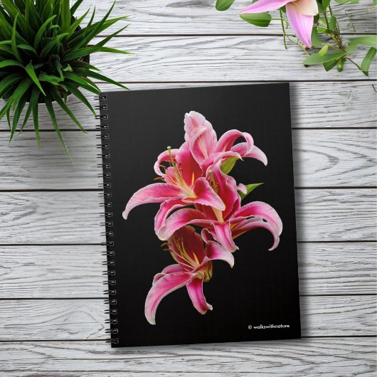 Elegant Pink Oriental Lilies Notitieboek