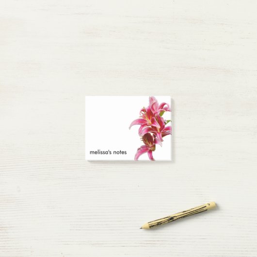 Elegant Pink Oriental Lilies Post-it® Notes (Op bureau)