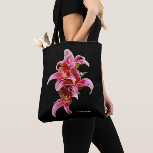 Elegant Pink Oriental Lilies Tote Bag (Dichtbij)