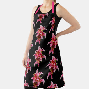 Elegant Pink Oriental Stargazer Lilies Flowers Schort