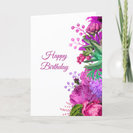 Elegant Pink Paars Floral Waterverf Birthday Kaart