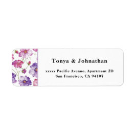 Elegant Pink Paars Floral Wedding Return Address Etiket