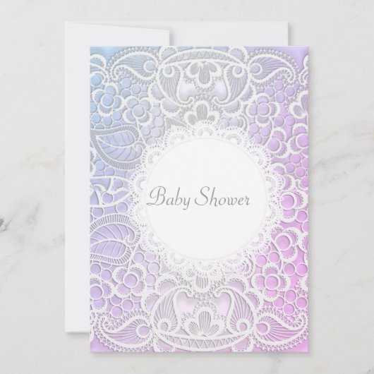 ELEGANT Pink paars LACE BABY SHOWER INVITATIE Kaart (Voorkant)