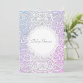ELEGANT Pink paars LACE BABY SHOWER INVITATIE Kaart (Staand voorkant)