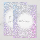 ELEGANT Pink paars LACE BABY SHOWER INVITATIE Kaart (Voorkant / Achterkant)