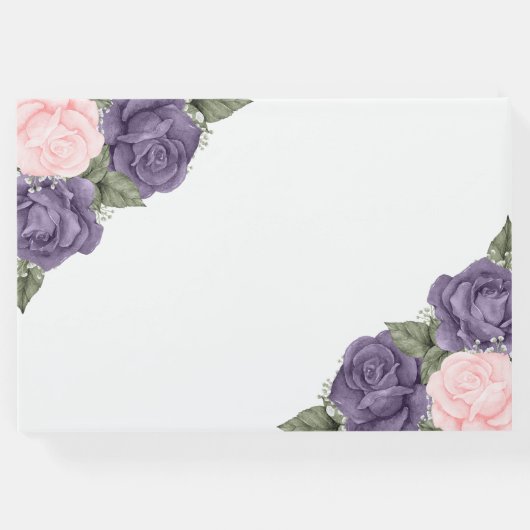 Elegant Pink Paars Silver Floral Memorial Funeral Gastenboek (Achterkant)