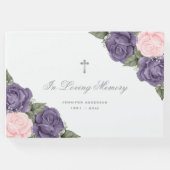 Elegant Pink Paars Silver Floral Memorial Funeral Gastenboek (Voorkant)