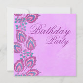 Elegant Pink & Paarse Floral Birthday Uitnodiging (Voorkant)