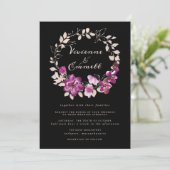 Elegant Pink Paarse Floral Wedding Kaart (Staand voorkant)