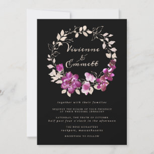 Elegant Pink Paarse Floral Wedding Kaart
